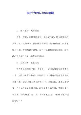 执行力的认识和理解