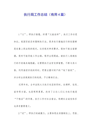 执行局工作总结