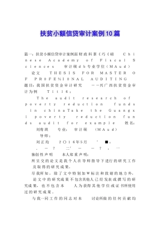 扶贫小额信贷审计案例10篇