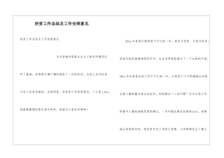 扶贫工作总结及工作安排意见