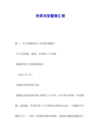 扶贫攻坚督查汇报