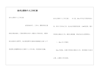技术主管的个人工作汇报