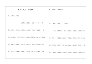 技术人员月工作总结