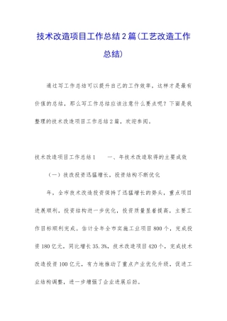 技术改造项目工作总结2篇