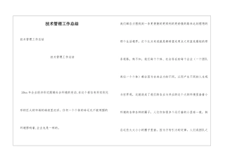 技术管理工作总结