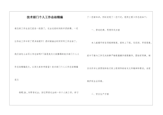 技术部门个人工作总结精编