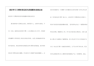 抓好学习习惯培养促班风班貌整体发展总结