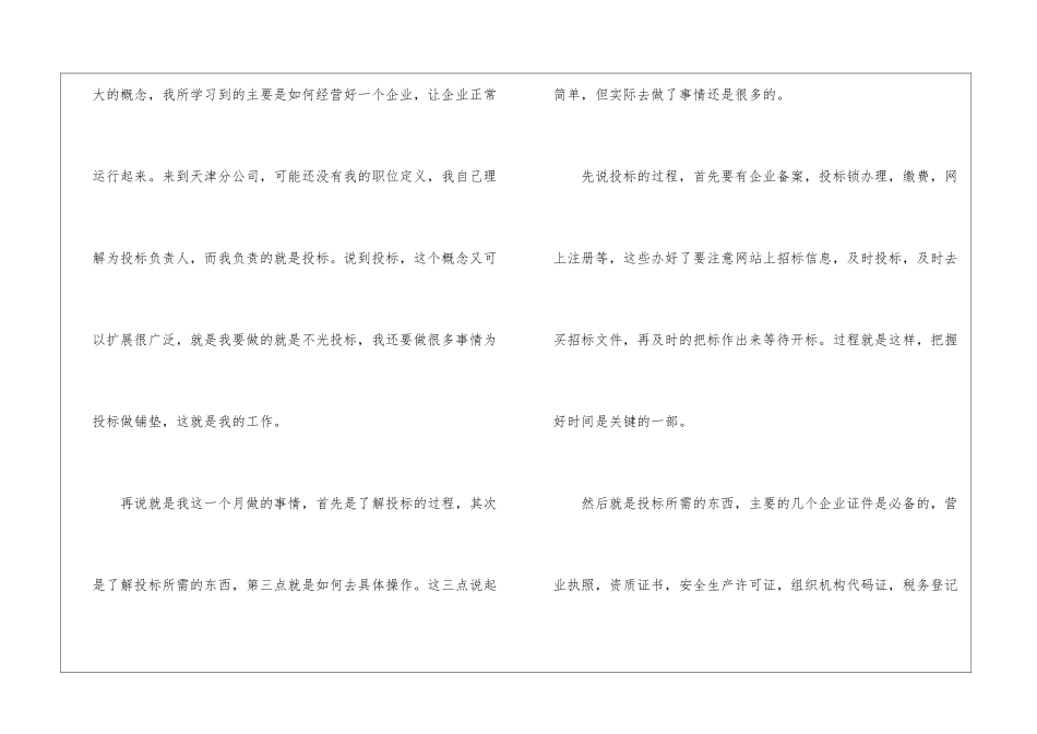投标人员一个月工作总结_第2页