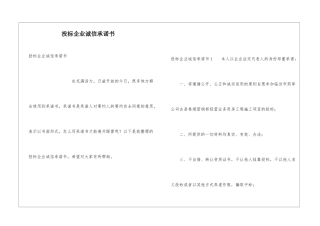 投标企业诚信承诺书