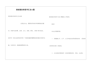 投标服务承诺书汇总6篇