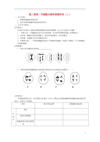 2013-2014高中生物 2.1 减数分裂和受精作用 第二课时导学案 新人教版必修2