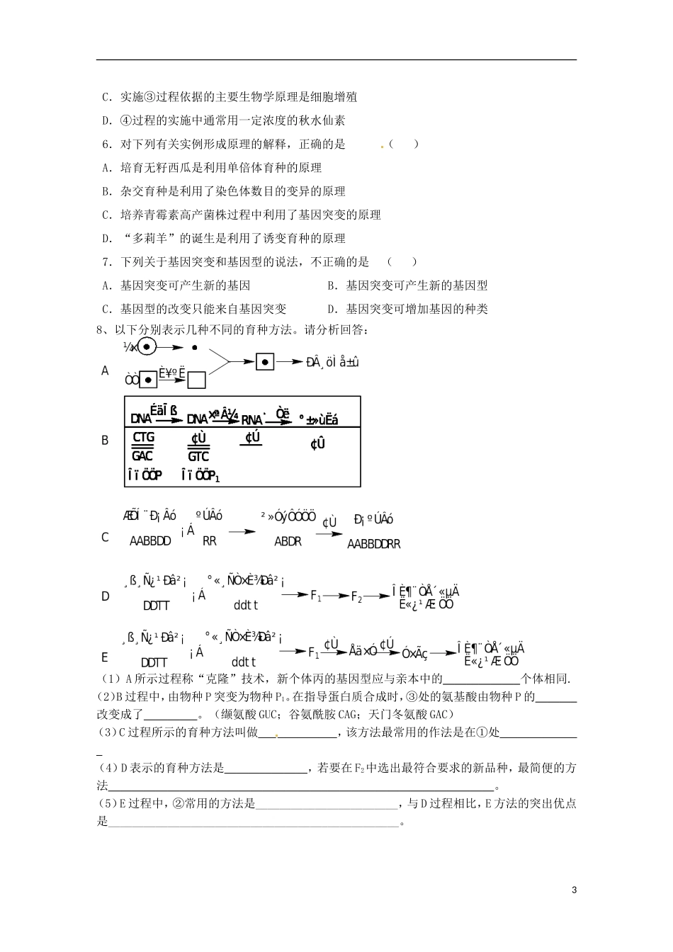 2013-2014高中生物 6.1 杂交育种与诱变育种导学案 新人教版必修2_第3页