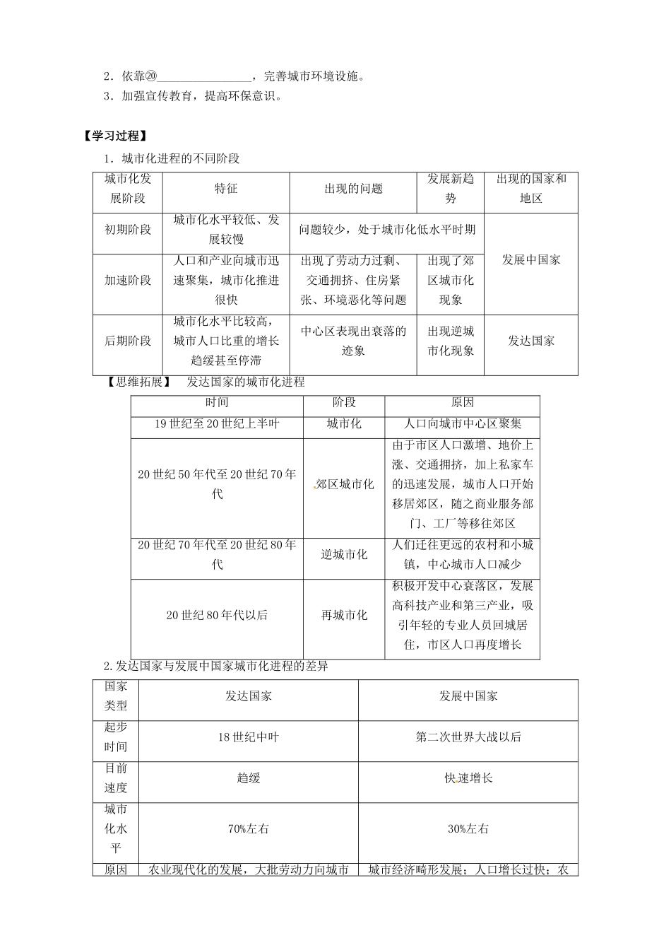 2013-2014学年高中地理 1.2 城市化与城市环境问题导学案 新人教版选修4_第2页