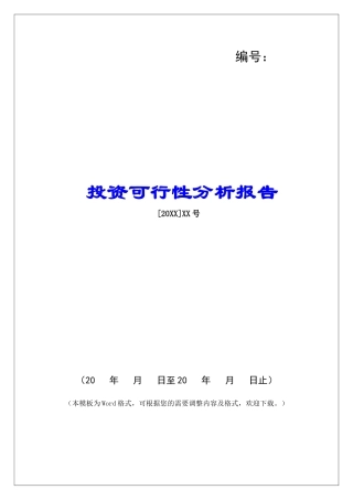 投资可行性分析报告