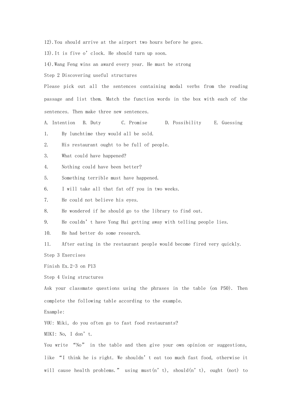 2012高中英语 Unit 2 Healthy eating（3）教案 新人教版必修3_第3页