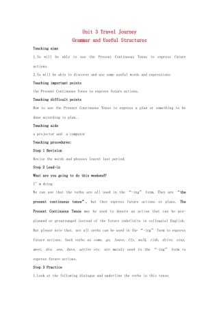 2012高中英语 Unit 3 Travel journal Grammar and Useful Structures教案 新人教版必修1