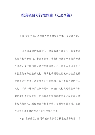 投资项目可行性报告