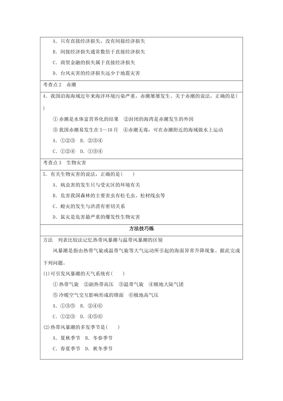 2013-2014学年高中地理 1.2 自然灾害的类型与分布 第3课时 海洋灾害和生物灾害同步学案 湘教版选修5_第2页
