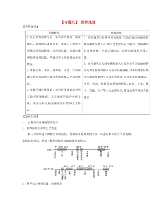 2013届高三地理二轮复习 专题九 世界地理精品教学案