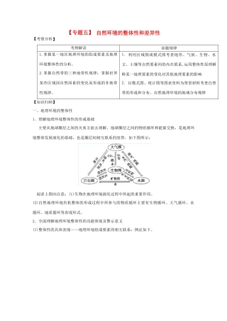 2013届高三地理二轮复习 专题五 自然环境的整体性和差异性精品教学案