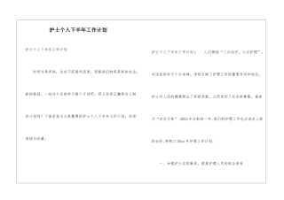 护士个人下半年工作计划
