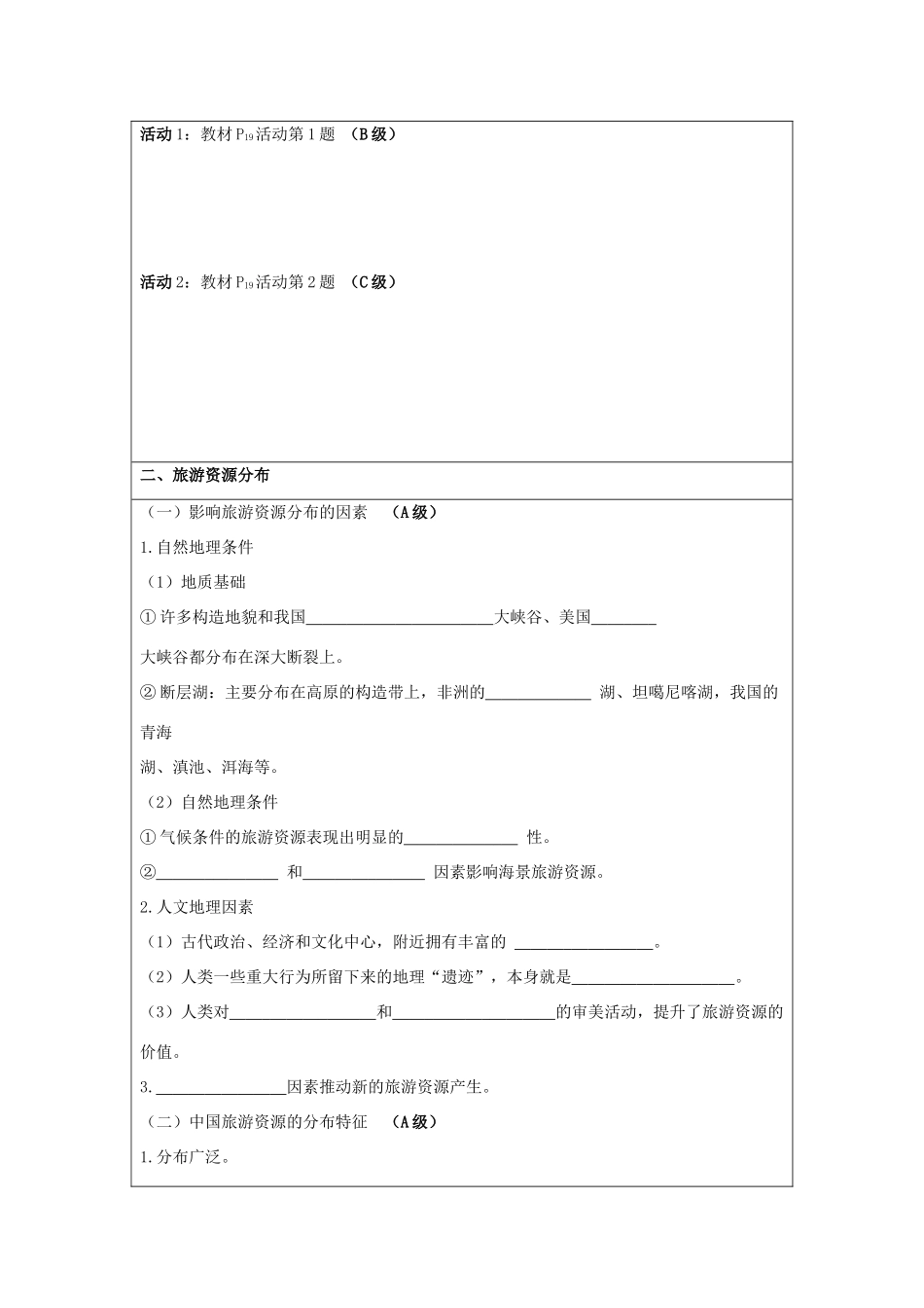 2013-2014学年高中地理 1.3旅游资源的形成和分布同步学案 湘教版选修3_第2页