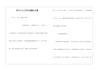 护士个人工作计划集合6篇