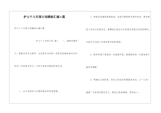 护士个人年度计划模板汇编5篇