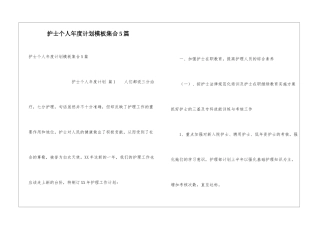 护士个人年度计划模板集合5篇