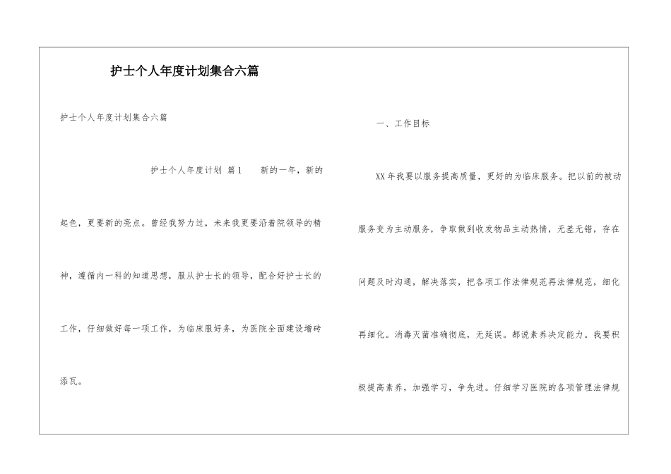 护士个人年度计划集合六篇_第1页