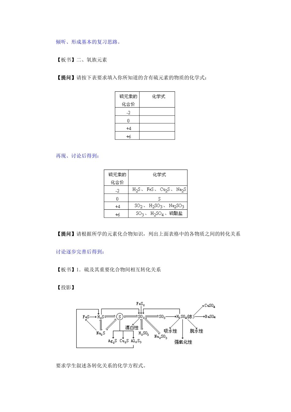 2013届高三化学二轮复习 全套教学案详解 氧族元素_第2页