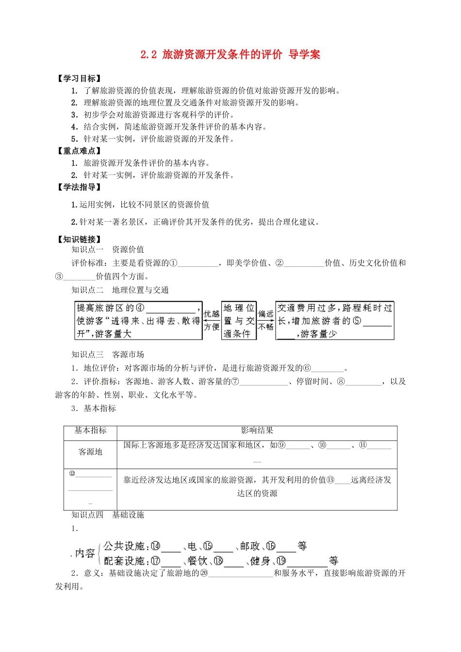 2013-2014学年高中地理 2.2 旅游资源开发条件的评价导学案 新人教版选修3_第1页