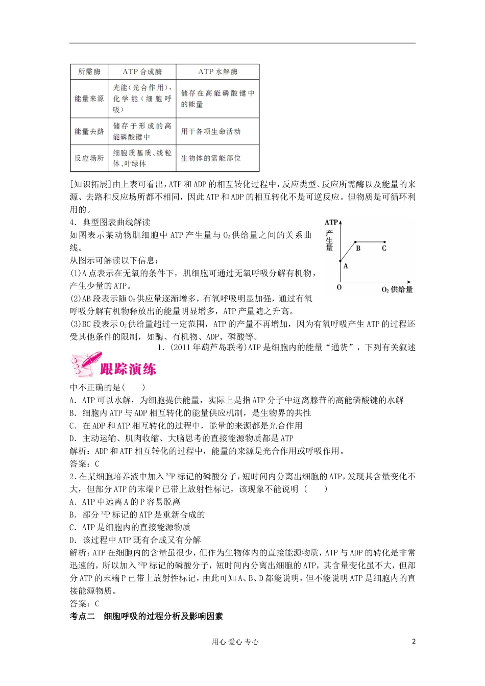 2012高考生物总复习 细胞的能量“通货”——ATP.ATP的主要来源——细胞呼吸（2）精品学案集 必修1_第2页