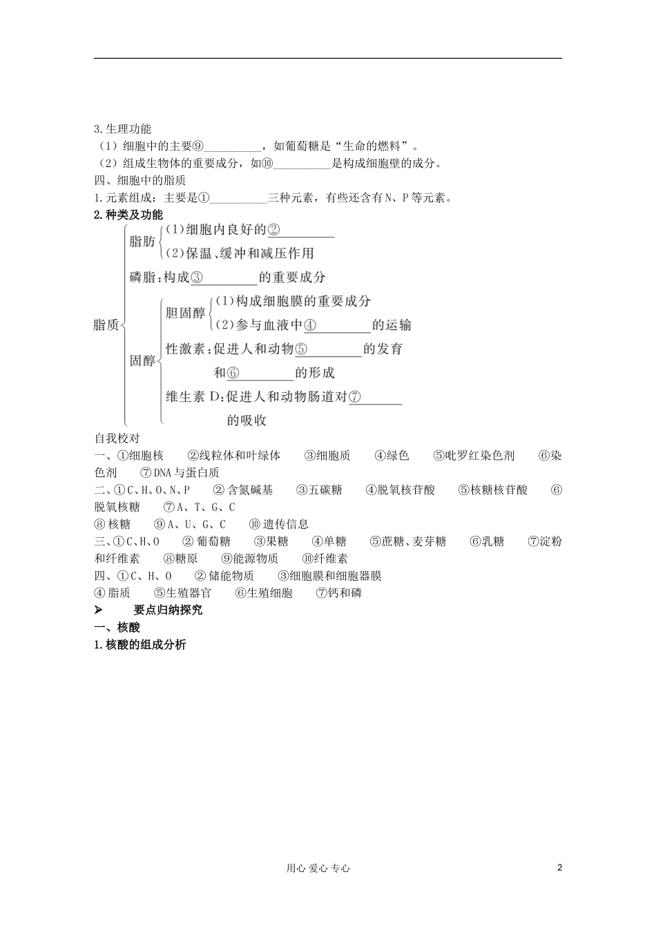2012高考生物总复习 细胞中的核酸、糖类和脂质（3）精品学案集 必修1_第2页