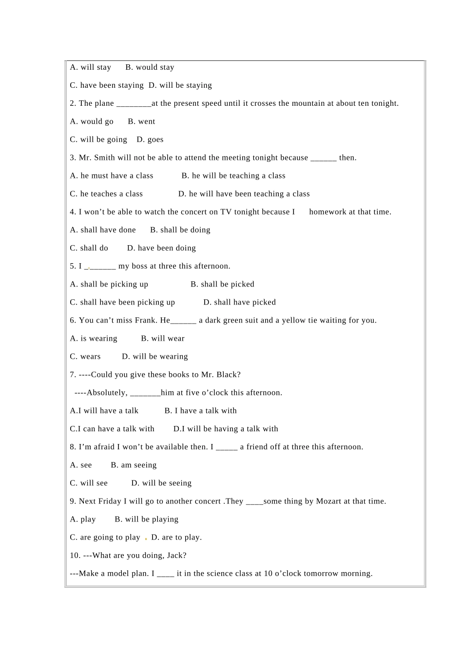 2013-2014高中英语《module1 Life in the future》语法学案（含答案） 外研版必修4_第3页