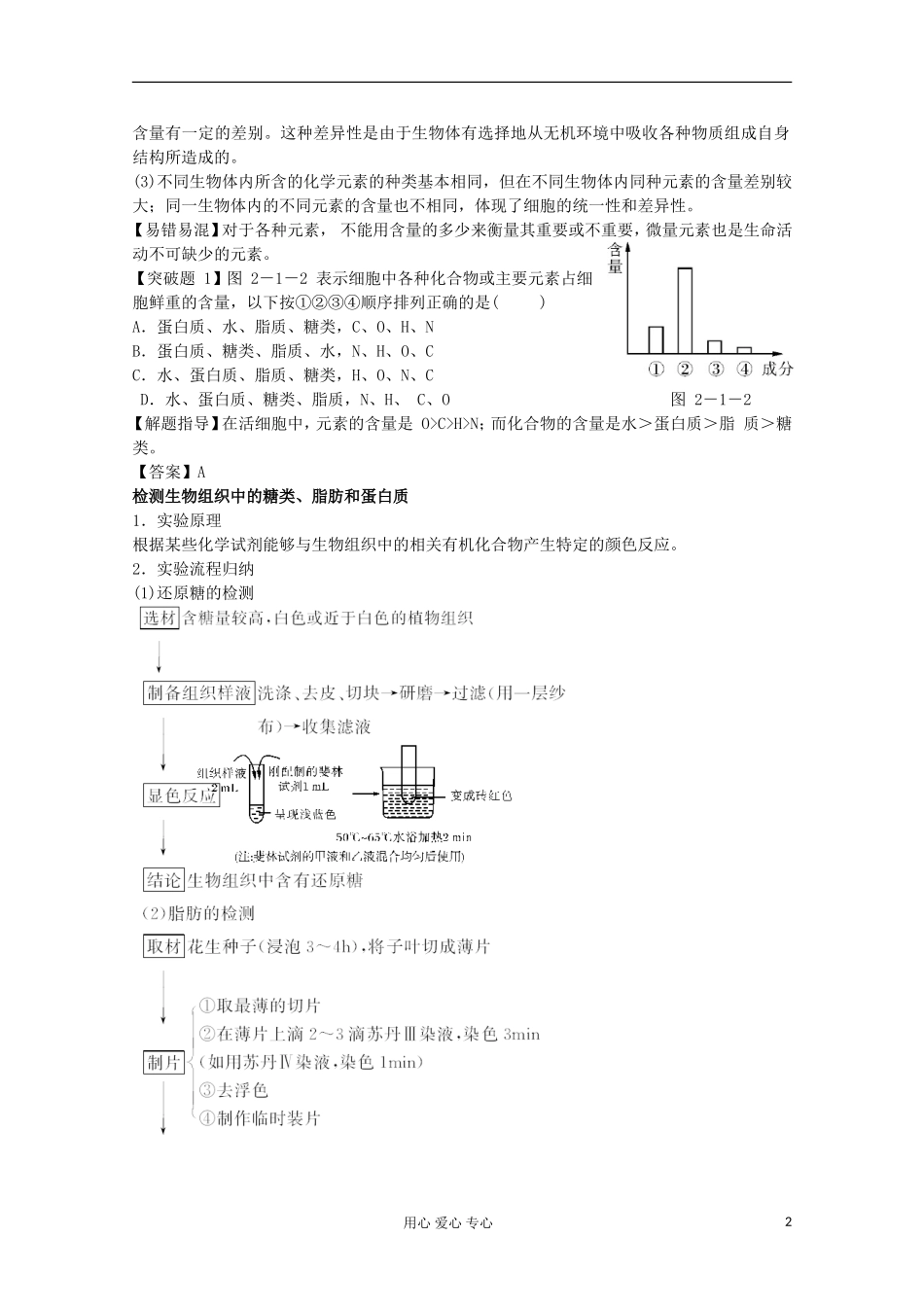 2012高考生物总复习 细胞中的元素和化合物（2）精品学案集 必修1_第2页