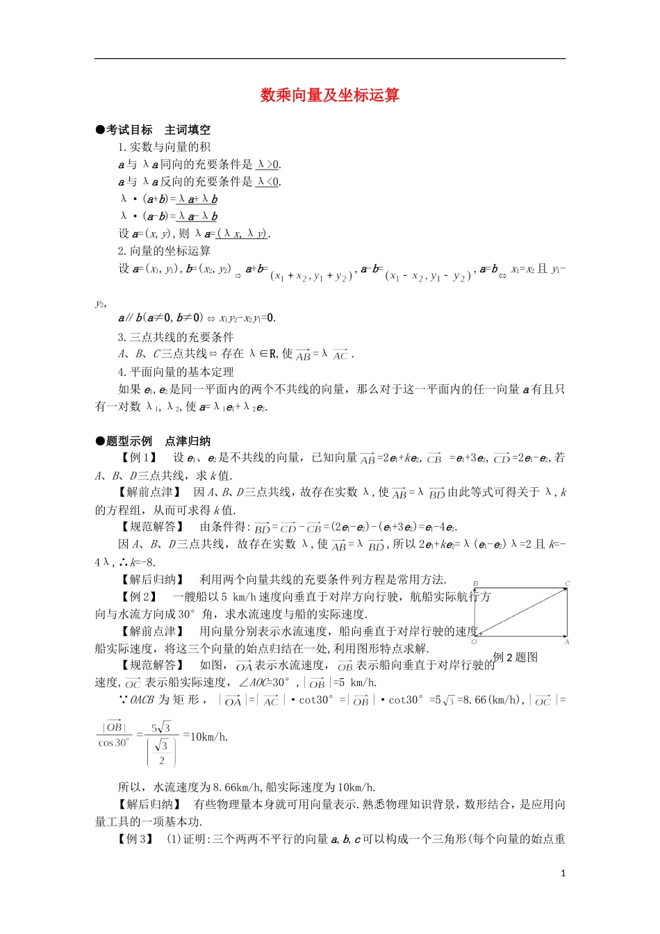 2012高二数学上册 8.1《向量的坐标表示及其运算》学案 沪教版_第1页