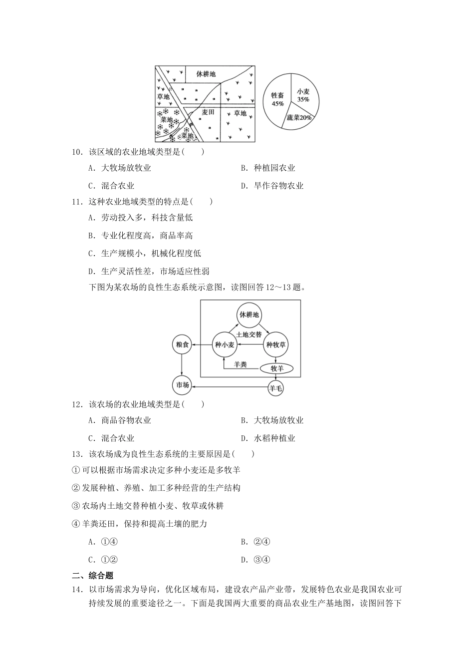 2013-2014学年高中地理 3.1 农业的区位选择同步测试 新人教版必修2_第3页