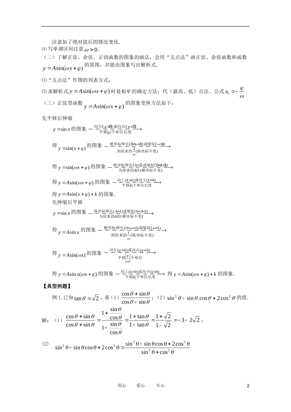 2012高考数学二轮复习 专题4 三角函数 教案 文_第2页