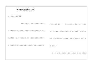 护士自我鉴定集合10篇