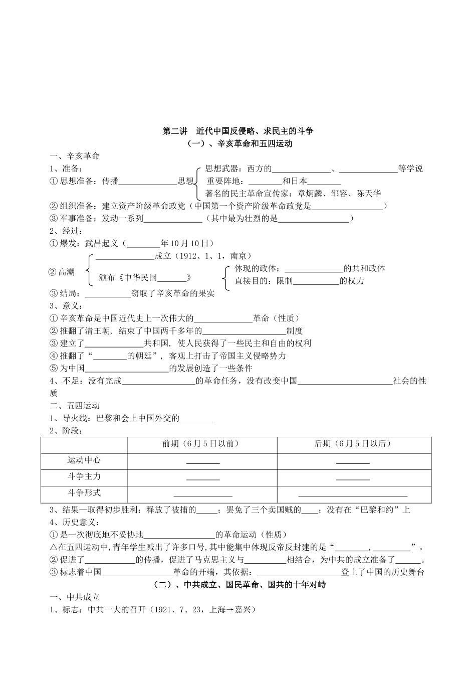 2013届高三历史专题复习 专题3 近代列强的侵华和中华民族反侵略、求民主的斗争学案_第2页