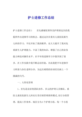 护士进修工作总结