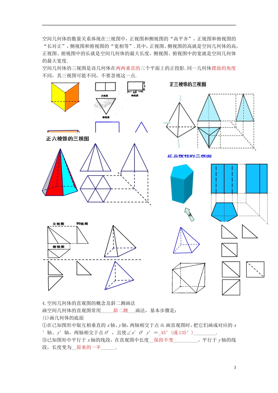 2013届高三数学复习《空间几何体的结构及其三视图和直观图》讲义_第3页