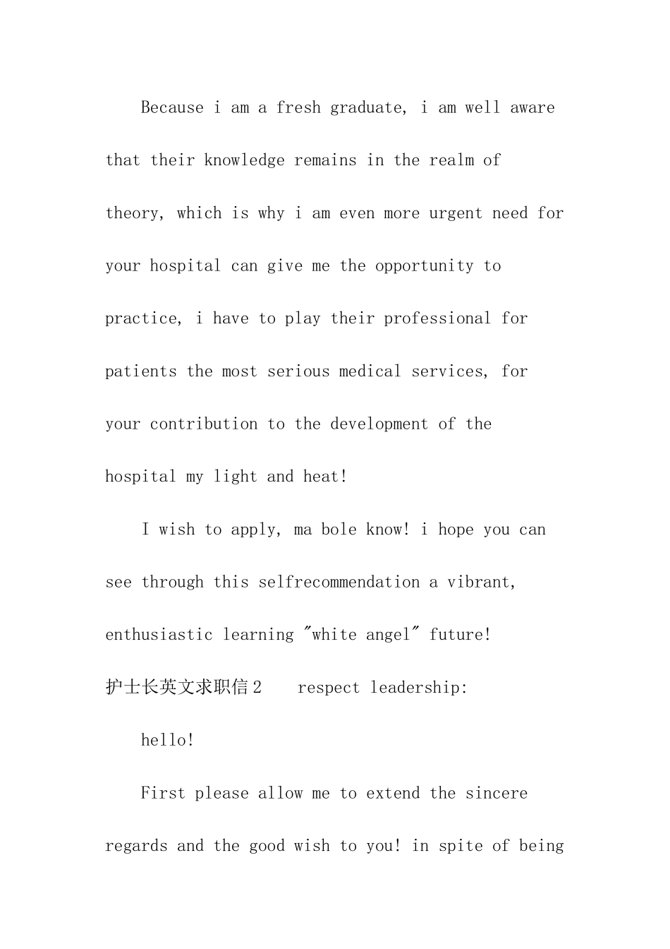 护士长英文求职信_第3页