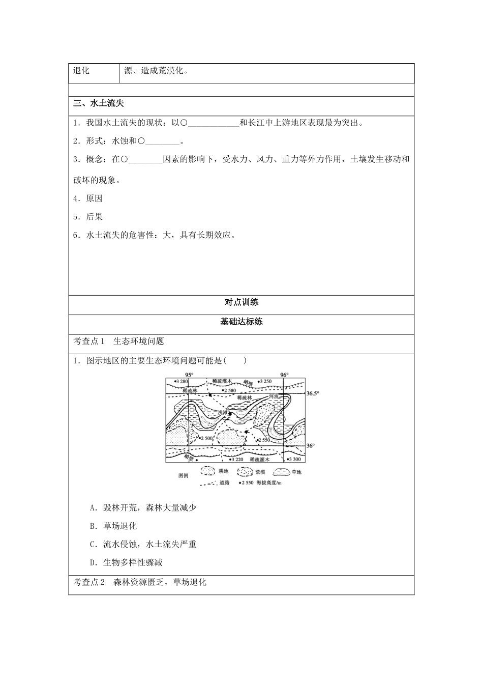 2013-2014学年高中地理 3.2 主要的生态环境问题 第1课时 森林资源匮乏 草场退化及水土流失同步学案 湘教版选修6_第2页