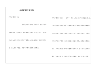 护师护理工作计划