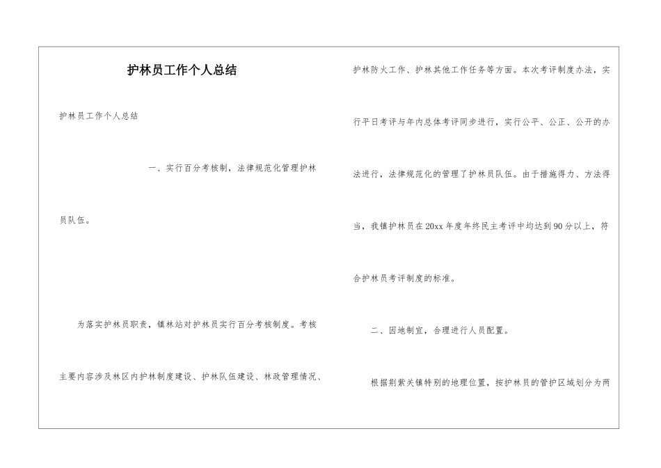 护林员工作个人总结_第1页