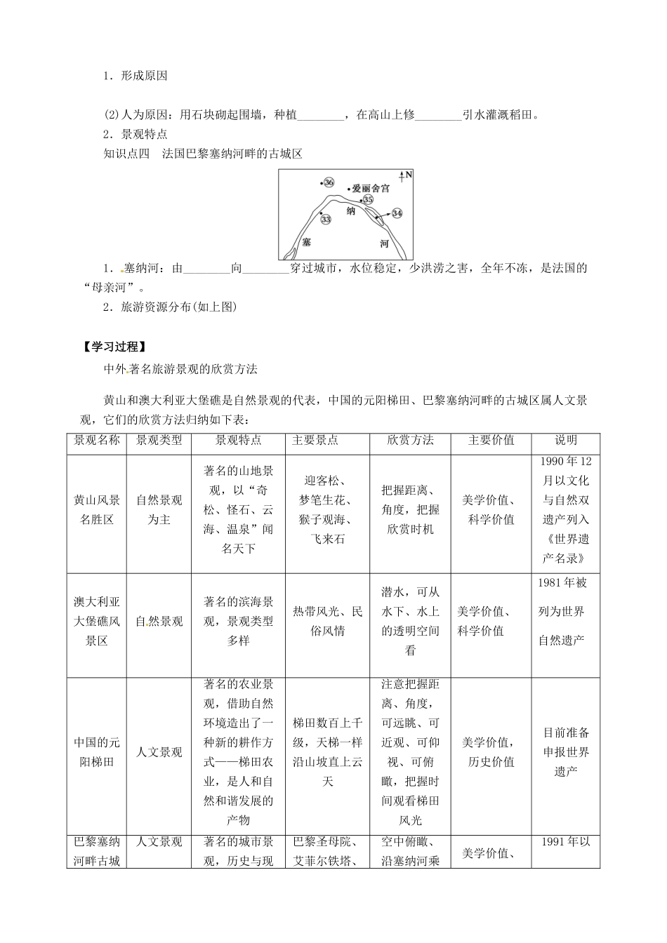 2013-2014学年高中地理 3.3 中外著名旅游景观欣赏导学案 新人教版选修3_第2页