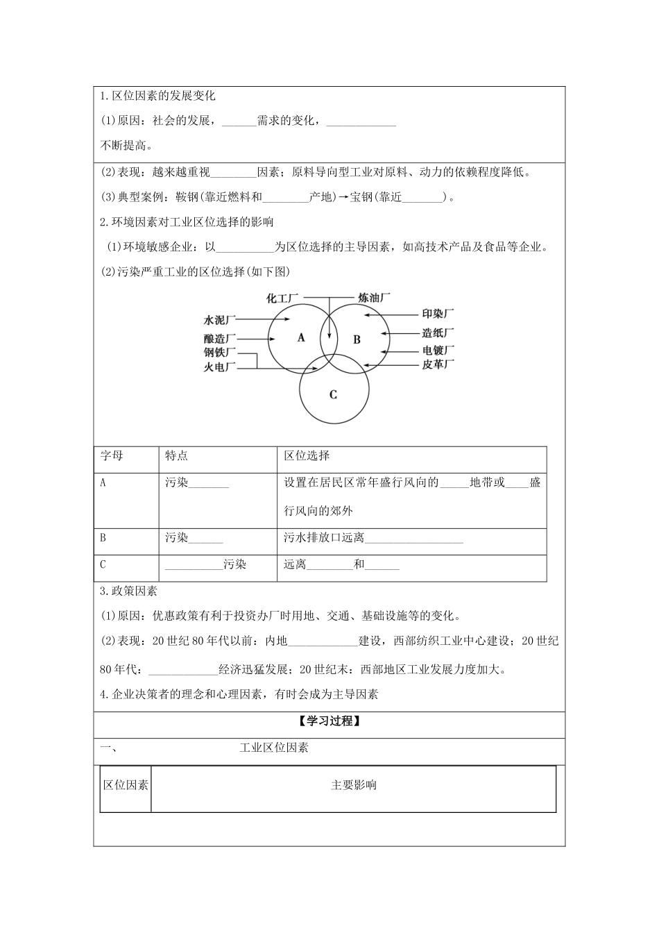2013-2014学年高中地理 4.1 工业的区位因素与区位选择同步学案 新人教版必修2_第2页