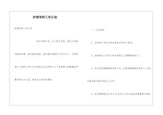 护理导师工作计划